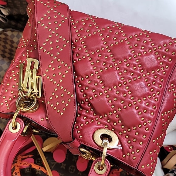 CHRISTIAN DIOR Lady Medium Studs Handbag Shoulder Bag Leather - Picture 5 of 16